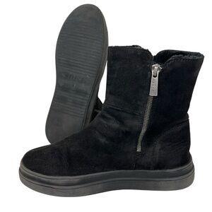 J/SLIDES NYC Black Suede Zip Boots 10 Fur Lined